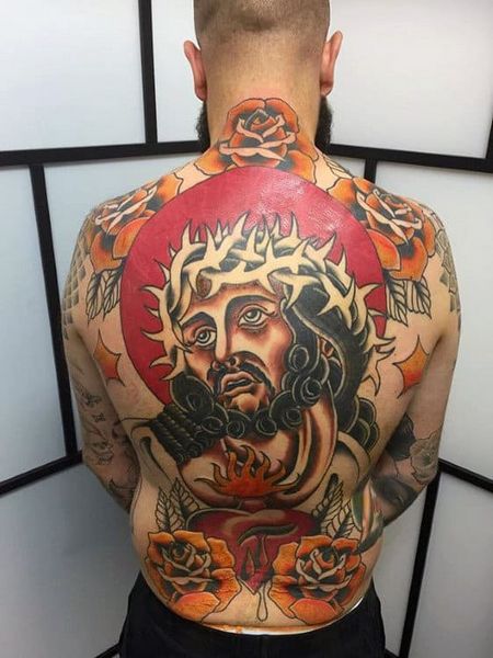 American Traditional Jesus Tattoo