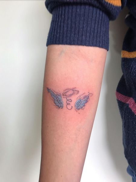 Angel Wing Forearm Tattoos