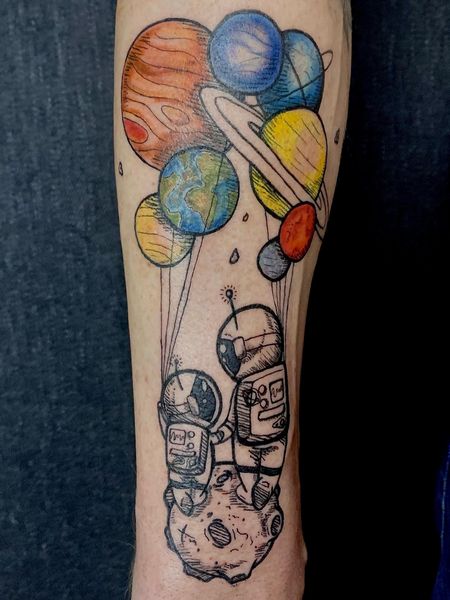 Astronaut Tattoo with Balloons