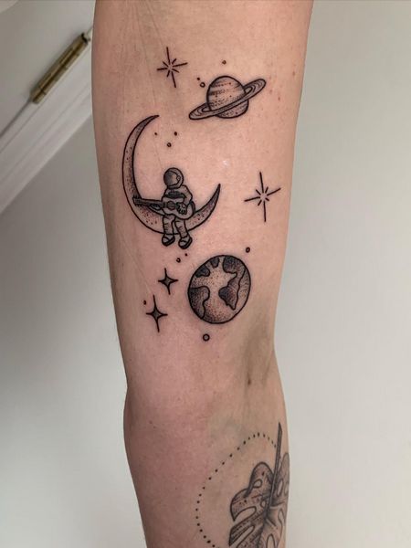 Astronaut on the Moon tattoo