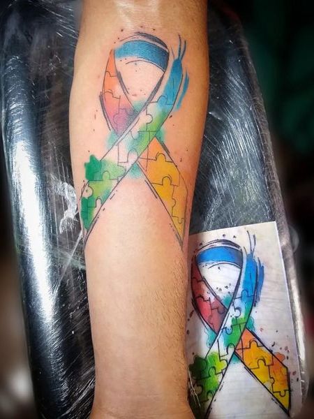 Autism Awareness Ribbon Tattoo