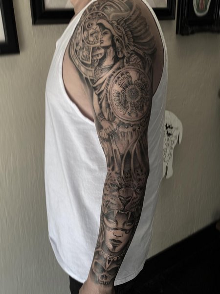 Aztec Sleeve Tattoo