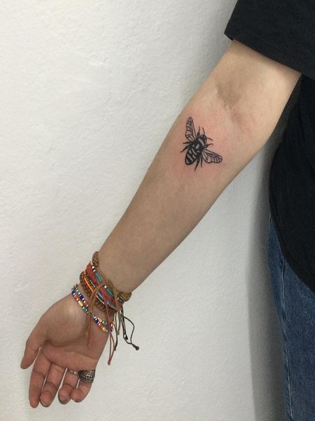 Bee Tattoo On Forearm