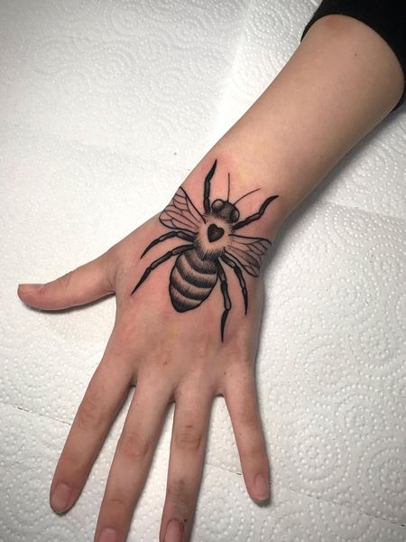 Bee Tattoo On Hand