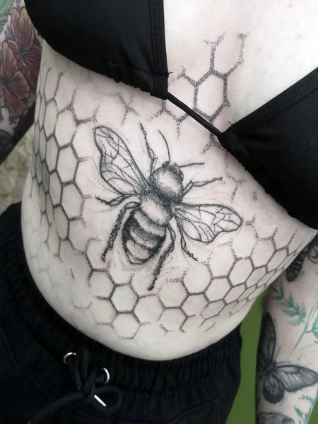 Bee Tattoo On Stomach