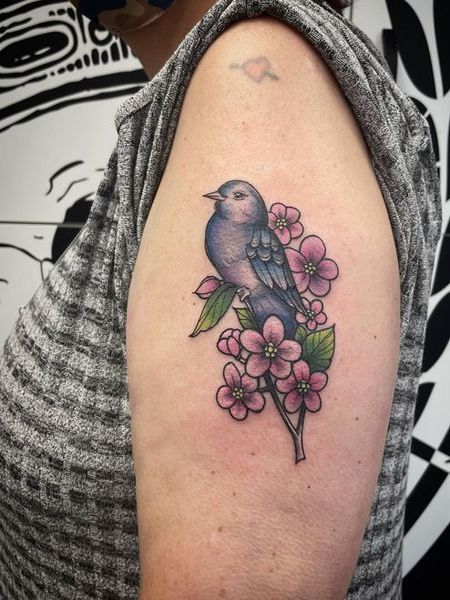 Bird and Flower Tattoo