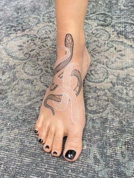 Black And White Snake Tattoo