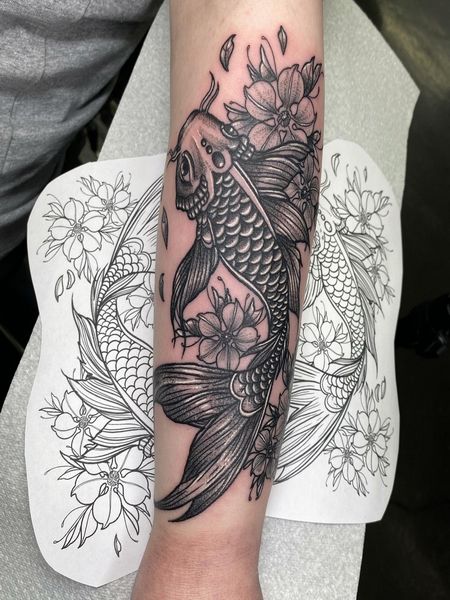 Black Koi Fish Tattoo