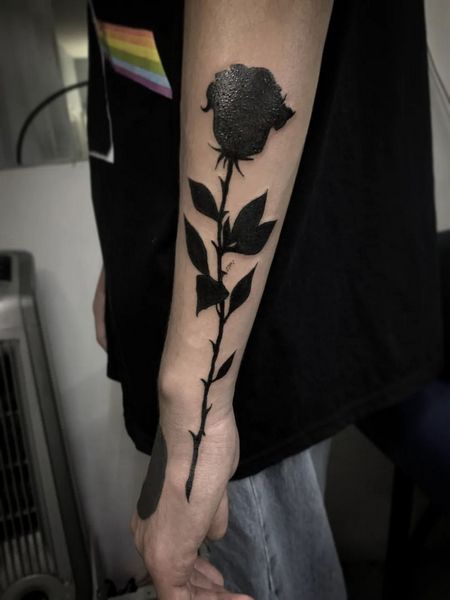 Black Rose Forearm Tattoo
