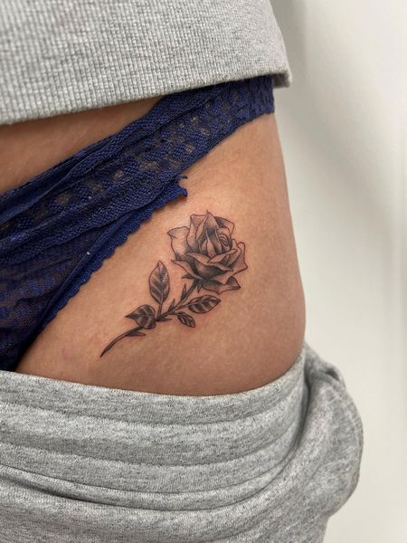 Black Rose Tattoo On Hip