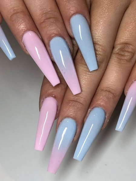 Blue And Pink Ombre Nails