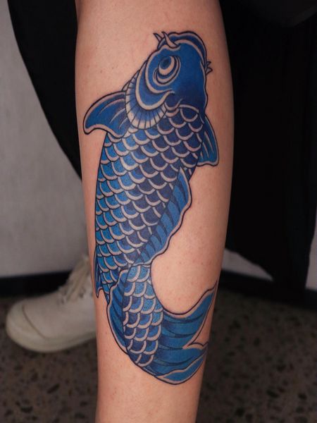 Blue Koi Fish Tattoo