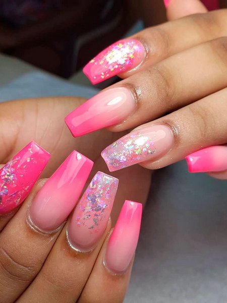 Bright Pink Ombre Nails