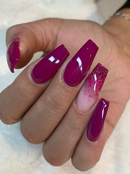 Burgundy And Pink Ombre Nails
