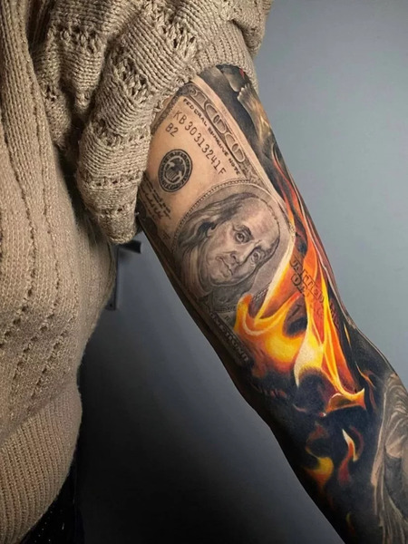 Burning Money Tattoos