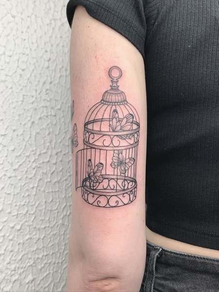 Bird Cage Arm Tattoo