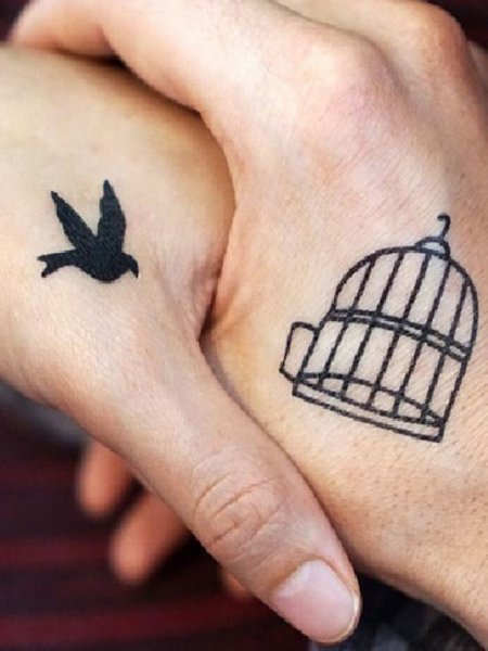Bird Cage Hand Tattoo