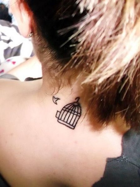 Bird Cage Neck Tattoo