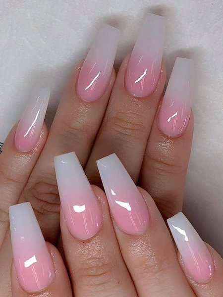 Clear Pink Ombre Nails