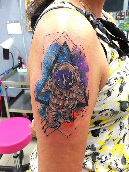 Colorful Astronaut Tattoo