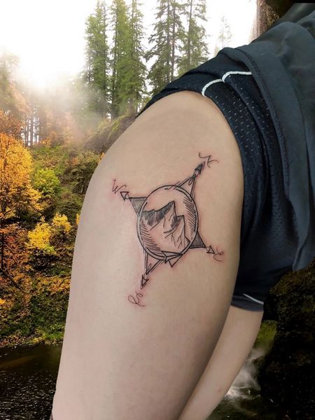 Compass Mountain Tattoo