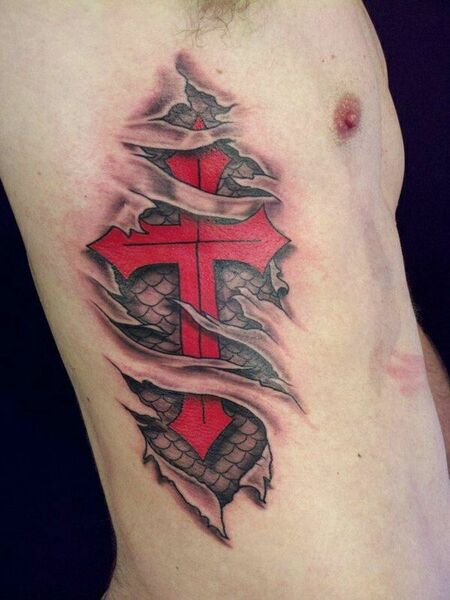 Cross Rib Tattoo