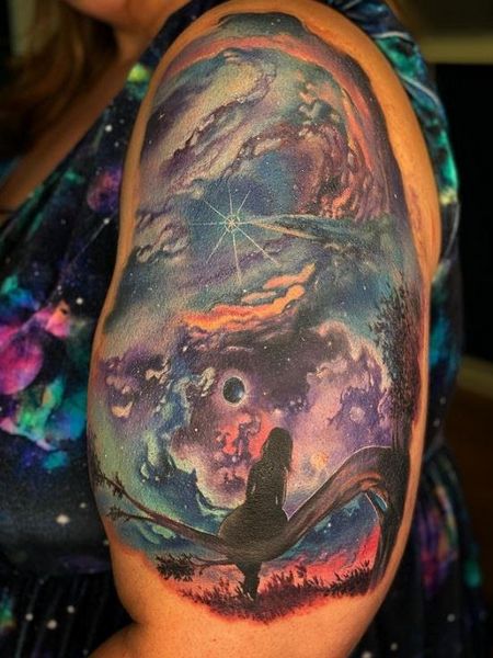 Detailed Galaxy Scene Tattoo