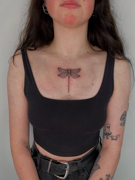 Dragonfly Tattoo On Chest