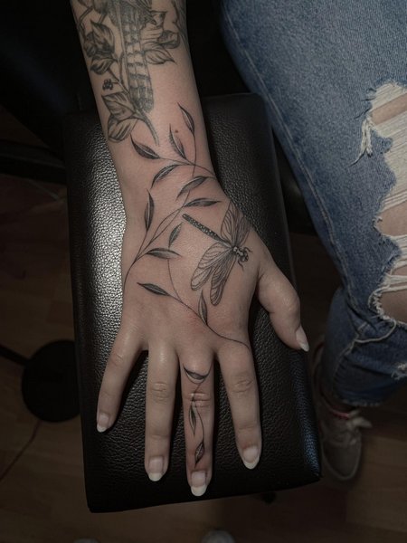 Dragonfly Tattoo On Hand