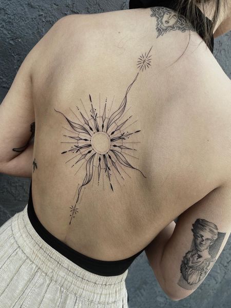 Fine Line Back Tattoo