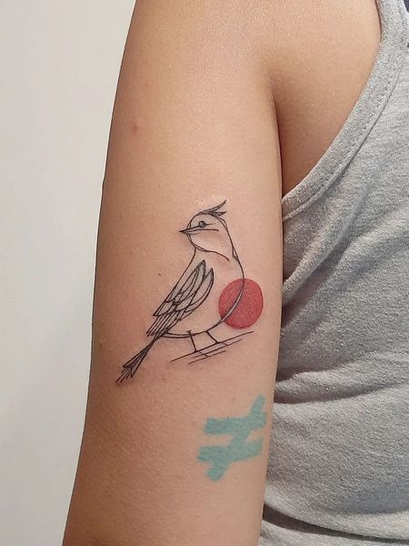 Fine Line Bird Tattoo