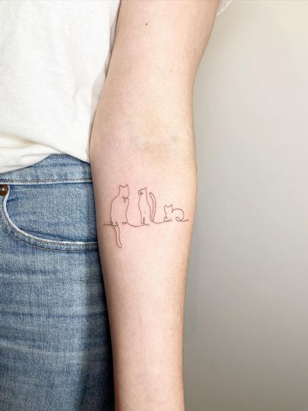 Fine Line Cat Tattoo