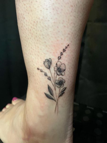 Fine Line Flower Tattoo