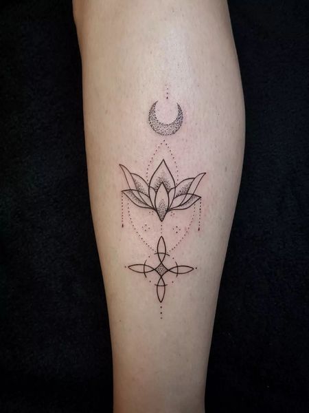 Fine Line Lotus Tattoo
