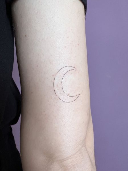 Fine Line Moon Tattoo