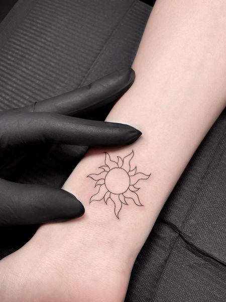 Fine Line Sun Tattoo