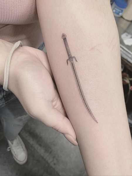 Fine Line Sword Tattoo