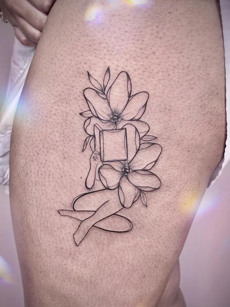 Fine Line Thigh Tattoo