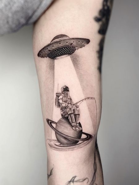Fishing Astronaut Tattoo