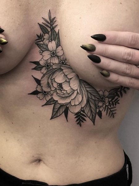 Flower Sternum Tattoo