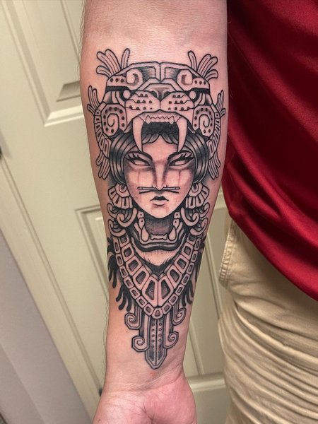 Forearm Aztec Tattoo