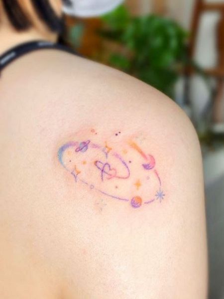 Galaxy Filled Heart Tattoo