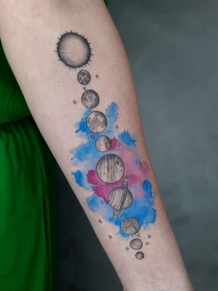 Galaxy Watercolor Tattoo
