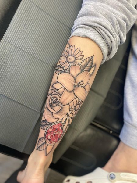 Gem Flower Tattoo