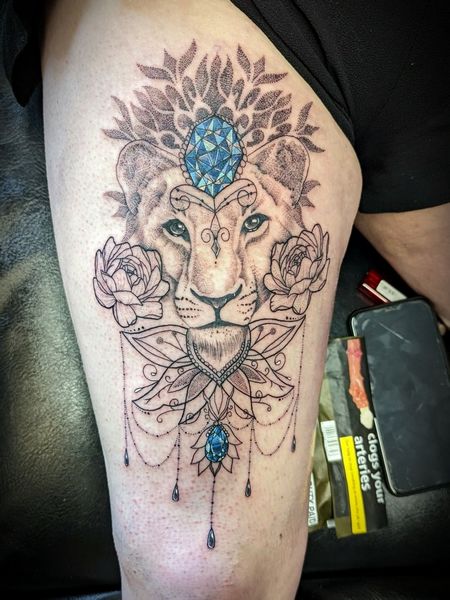 Gem Thigh Tattoo