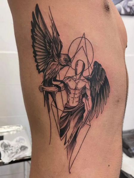 Geometric Angel Tattoo