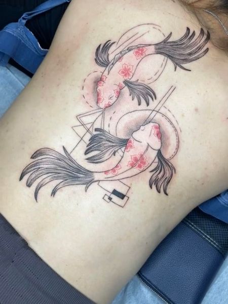 Geometric Koi Fish Tattoo