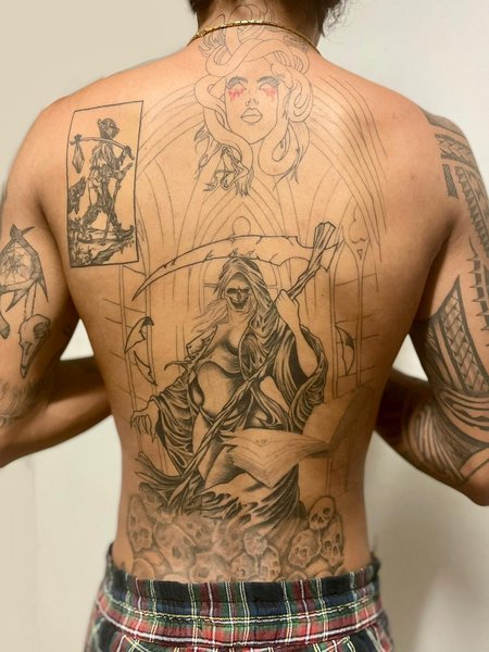 Grim Reaper Tattoo On Back