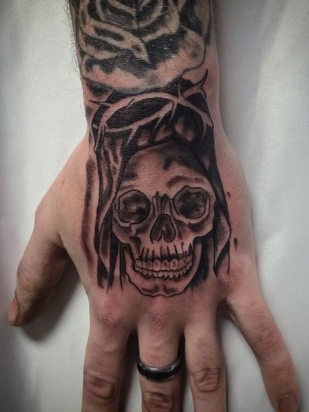 Grim Reaper Tattoo On Hand