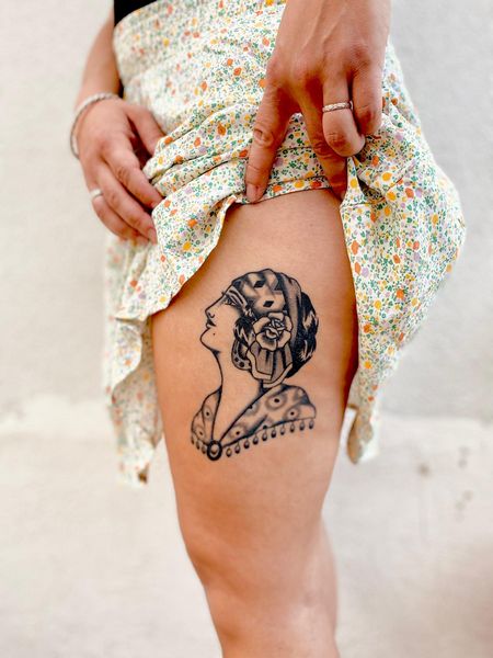 Gypsy Thigh Tattoo